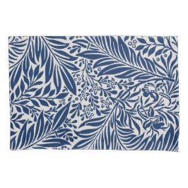 blue floral pattern with diverse leaves & blossoms 枕カバー