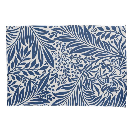 blue floral pattern with diverse leaves & blossoms 枕カバー (正面左)