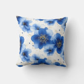Blue Floral Pattern with Gold Accents クッション (正面)