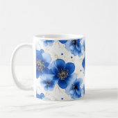 Blue Floral Pattern with Gold Accents コーヒーマグカップ (左)