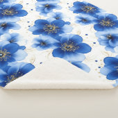 Blue Floral Pattern with Gold Accents シェルパブランケット (3/4)