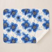 Blue Floral Pattern with Gold Accents シェルパブランケット (正面(横))