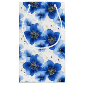 Blue Floral Pattern with Gold Accents スモールペーパーバッグ (裏面)