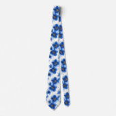 Blue Floral Pattern with Gold Accents ネクタイ (正面)