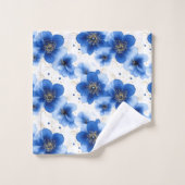 Blue Floral Pattern with Gold Accents バスタオルセット (ウォッシュタオル)