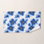 Blue Floral Pattern with Gold Accents バスタオルセット (ハンドタオル)