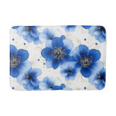 Blue Floral Pattern with Gold Accents バスマット (正面)