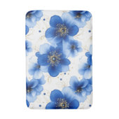 Blue Floral Pattern with Gold Accents バスマット (正面縦)