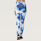 Blue Floral Pattern with Gold Accents レギンス (裏面)