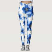 Blue Floral Pattern with Gold Accents レギンス (正面)