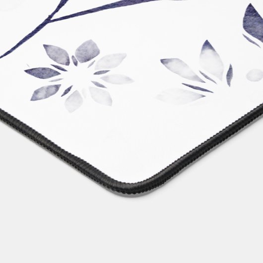 Blue Floral Personalized Monogram Name デスクマット (コーナー)