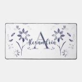 Blue Floral Personalized Monogram Name デスクマット (正面)