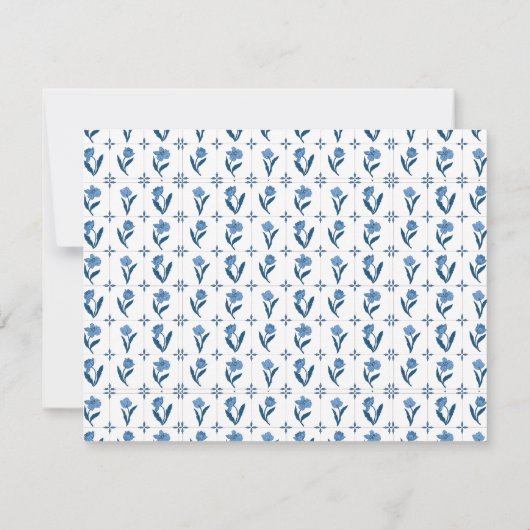 Blue Floral Personalized Note Cards ノートカード (裏面)