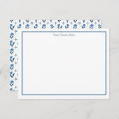 Blue Floral Personalized Note Cards ノートカード (正面/裏面)