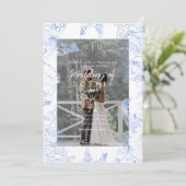 Blue Floral Photo Modern Wedding  招待状 (スタンド正面)
