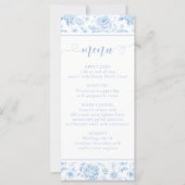 Blue Floral Porcelain Bridal Shower Menu Cards (正面)