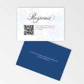 Blue Floral QR Code Wedding RSVP Insert Card