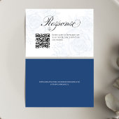 Blue Floral QR Code Wedding RSVP Insert Card