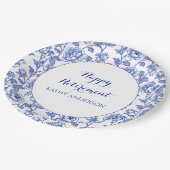 Blue Floral Retirement Party ペーパープレート (アングル)