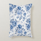 Blue Floral Rose Pattern Throw Pillow アクセントクッション (正面(垂直))