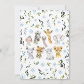 Blue Floral Safari Jungle Baby Shower 招待状 (裏面)