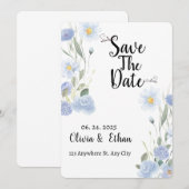 Blue Floral Save the Date セーブザデート (正面/裏面)