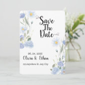 Blue Floral Save the Date セーブザデート (スタンド正面)