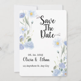 Blue Floral Save the Date セーブザデート
