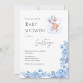 Blue floral Spanish Baby Shower Boy invitation 招待状 (正面)