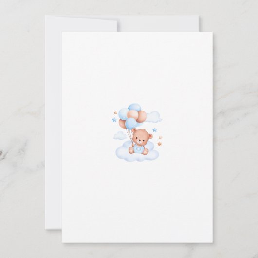 Blue floral Spanish Baby Shower Boy invitation 招待状 (裏面)