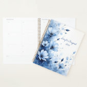 Blue Floral Spiral-bound Abstract Flower Botanical プランナー手帳 (ディスプレー)