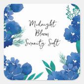 Blue Floral Square Sticker スクエアシール (正面)