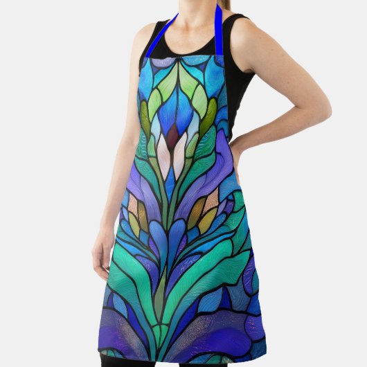 Blue floral stained glass エプロン (インサイチュ)