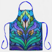 Blue floral stained glass エプロン (正面)