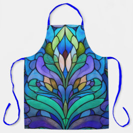 Blue floral stained glass エプロン
