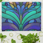 Blue floral stained glass キッチンタオル (折り畳み)