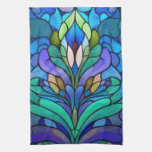 Blue floral stained glass キッチンタオル (縦)