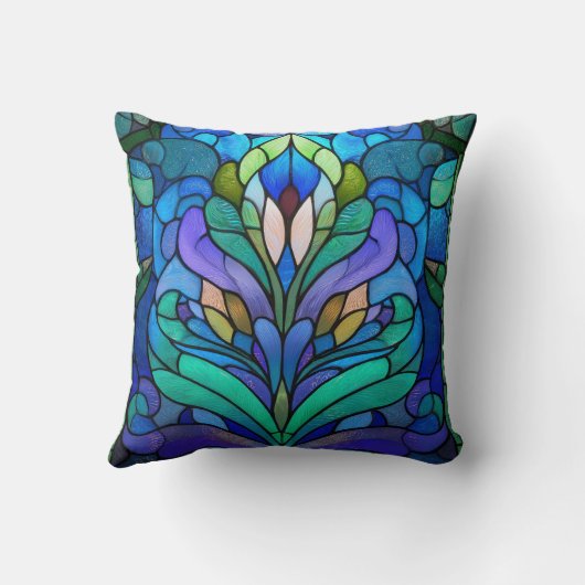 Blue floral stained glass クッション (裏面)