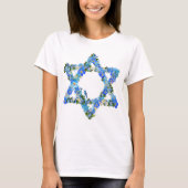 Blue Floral Star Of David Jewish Star Tシャツ (正面)