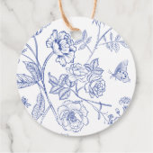 Blue Floral Tea Party Baby Shower フェイバータグ (裏面)