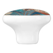 Blue Floral Teal Cream Copper セラミックノブ (側面)