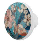 Blue Floral Teal Cream Copper セラミックノブ (右)