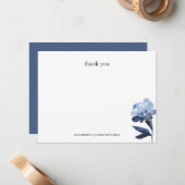 Blue Floral Thank You Personalized ノートカード (正面/裏面インサイチュ)
