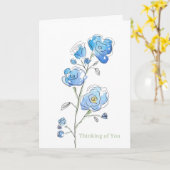 Blue Floral Thinking of You Card (Blank Inside) カード (黄色い花)