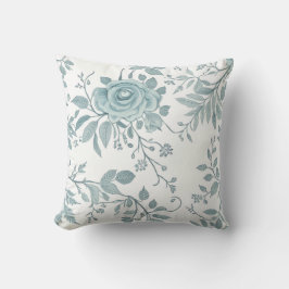 Blue Floral Throw Pillow クッション