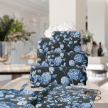 Blue Floral Toile Black Ombre Background ラッピングペーパー<br><div class="desc">Modern Vintage Floral Toile Wrapping Paper. The background is transparent so you may choose your custom color. Follow directions to the right of the image on this page or message me leonbience@rogers.com</div>