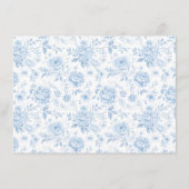 Blue Floral Toile Bridal Shower Advice and Wishes エンクロージャーカード (裏面)