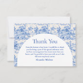 Blue Floral Toile Graduation Party サンキューカード (正面)