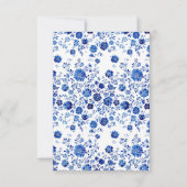 Blue Floral Toile style Wedding RSVP response Card (裏面)