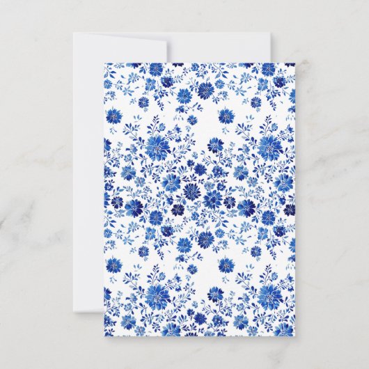 Blue Floral Toile style Wedding RSVP response Card (裏面)